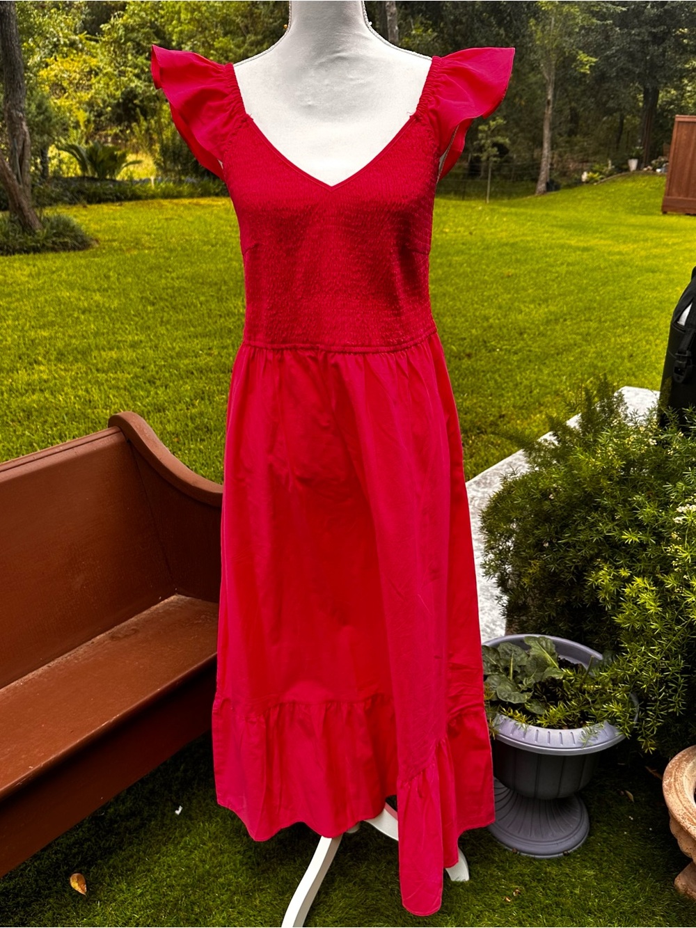 Hot pink  Flutter Sleeve Midi Dress - Brand: